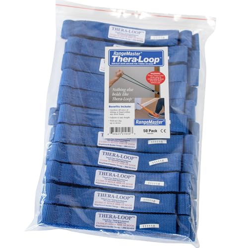 RangeMaster TheraLoop Door Anchor | Secure Non-Slip Resistance Band Anchor for Physical Therapy and Shoulder Recovery | Works with All Exercise Bands and Tubes | Adjustable Height | 50 Pack, Blue - color: Blue, size: Pack of 50
