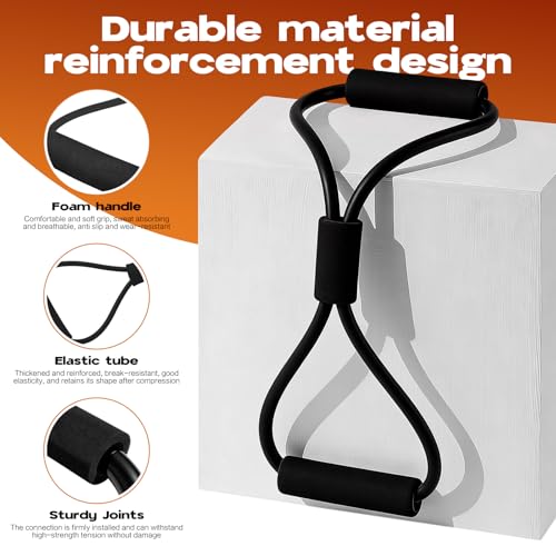 2026 Upgrade Pedal Resistance Bands with Handle, Thickened Latex Tubes and Soft Foam Fabric Foot Pedal, Figure 8 Resistance Band Set, Full Body Workout Equipment for Core Abs Waist Arms Back Training