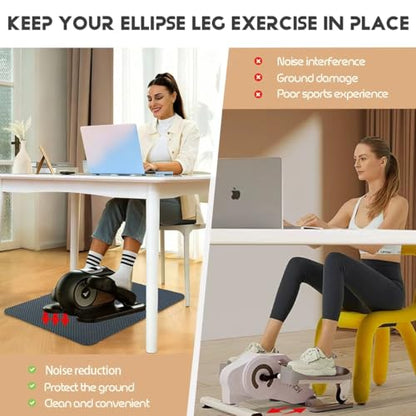 Upgraded Double-Sided Non-Slip Workout Mat, Stepper Exercise Machine & Under Desk Mini Elliptical Exercise Equipment, Anti-Slip Exercise Mat for Ellipse Leg Exerciser While Sitting