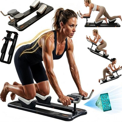 Crawling Training Machine Spine Twist & Stretch Trainer Effective Waist & Spine Workout, 3 Adjustable Height LED Counter 230kg Capacity,Detachable,for Full-Body Workout (Black, 57in) - color: Black