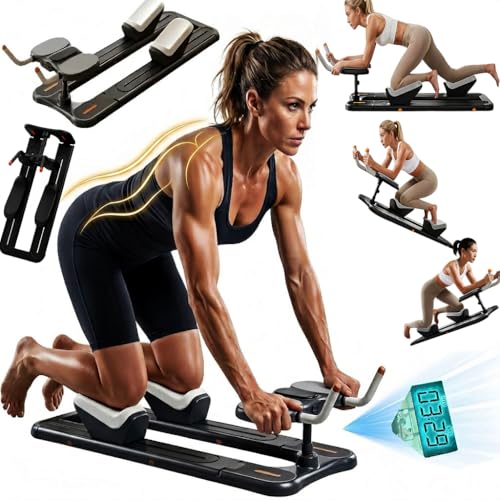 Crawling Training Machine Spine Twist & Stretch Trainer Effective Waist & Spine Workout, 3 Adjustable Height LED Counter 230kg Capacity,Detachable,for Full-Body Workout (Black, 57in) - color: Black