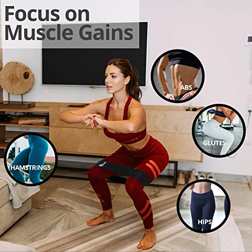 Fittest Pro by Limm Resistance Bands for Legs and Butt, Fabric Exercise Loop Bands Yoga, Pilates, Rehab, Fitness and Home Workout, Strength Bands for Booty - color: Black Leg Bands - Large - 16 inches
