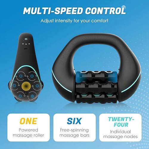 Electric Handheld Rolling Massager - Percussive Massager, Targeting Knots with Precision Deeply Relieve Muscle Soreness, Improve Blood Circulation, 3-Speed Spin for Back, Shoulders, Legs. (Black)