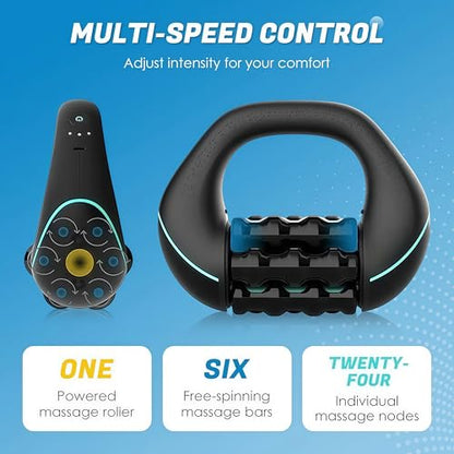 Electric Handheld Rolling Massager - Percussive Massager, Targeting Knots with Precision Deeply Relieve Muscle Soreness, Improve Blood Circulation, 3-Speed Spin for Back, Shoulders, Legs. (Black)