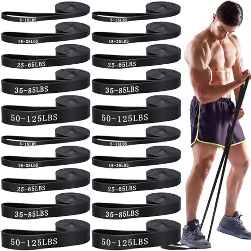 20 Pcs 4 Sets Resistance Bands 5 Levels Pull up Assistance Bands Long Heavy Duty Exercise Workout Band Straps for Working Out Muscle Training Physical Therapy Muscle Training Men and Women