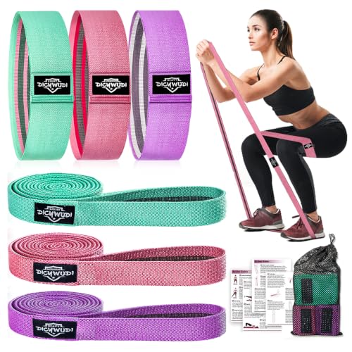 DICYWUDI Fabric Resistance Bands for Working Out, 6Pack Non-Slip Exercise Bands for Women and Men, Fabric Booty Bands for Home, Fitness, Pilates, Stretching - color: ‎6pcs Pink/green/purple