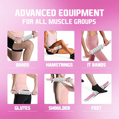 Yes4All, Premium Muscle Roller Stick/Combo With Foam Roller 24" For Everyone - Advanced Massage Roller For Relief Muscle Soreness With Trigger Points, Travel Size, 4 Wheels