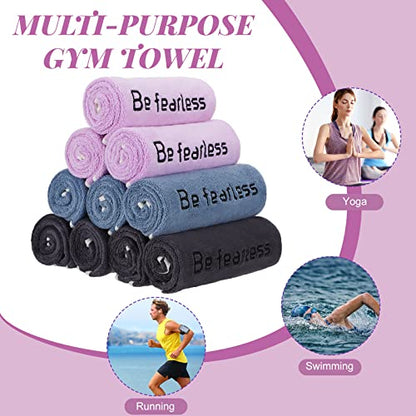 24 Pcs Microfiber Gym Towels for Men and Women, Soft Be Fearless Sweat Workout Towels for Yoga Sports Exercise Fitness Bath Home Cycling Swimming Camping