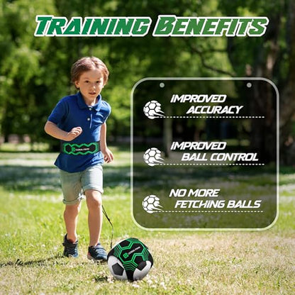 Global Park Soccer Trainer Adjustable Waist Belt - Football Training Equipment Aid for Ball Control, Passing & Shooting, Kick Throw Trainer Solo Practice Volleyball, Rugby for Kids Adults at Home - color: Green