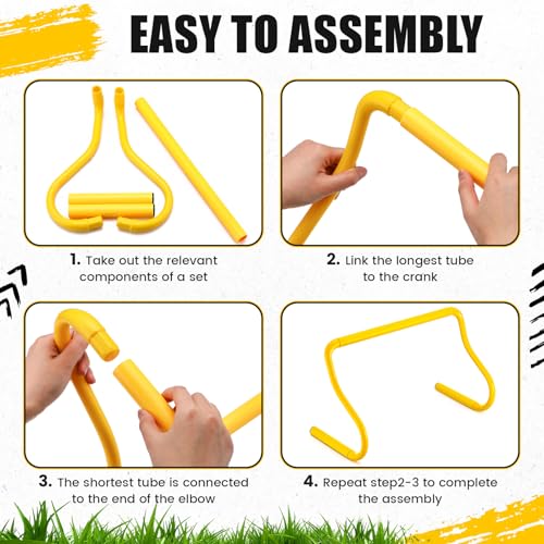 Seenelling 16 Pcs 12" Speed Agility Training Hurdles Large Size Detachable Agility Hurdles Hurdles Training Equipment Set for Athletes Soccer Basketball - color: Yellow