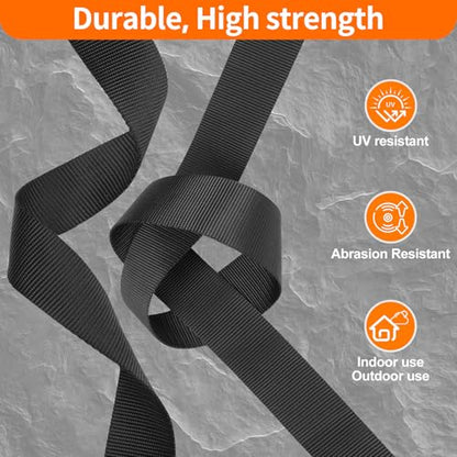 BEYOURD Heavy-Duty Buckles and Strap Set 1-1/4": 6 Yards of Thick Nylon Webbing, 6-Pack Adjustable Quick Side Release Plastic Buckles, 12 Tri-Glide Slide Clips, Black (1 1/4 Inch Combo Set) - style: 1-1/4" Combo Set
