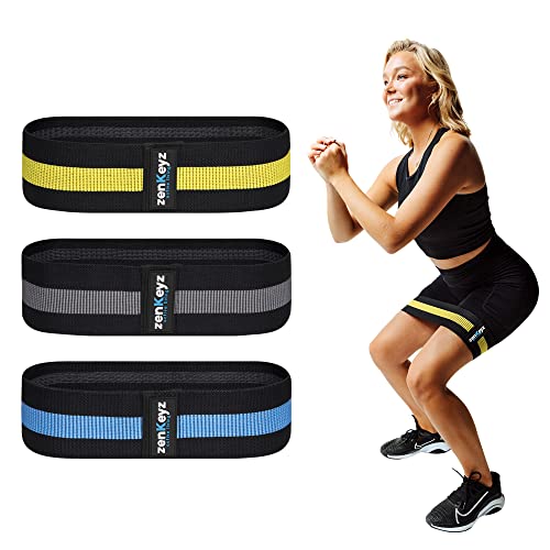 Resistance Fabric Booty Bands- 3 Working Out Hip Stretch Bands for Legs, Butt, Glutes- Exercise Loop Band for Workout, Stretching, Warm-Up, Strength Training, Squats, Build Glute & Muscle, Women & Men