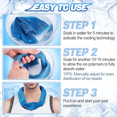 3 Pcs Cooling Neck Wraps - Cooling Towels with Ice Polymer, Soft Breathable Neck Coolers for Summer Heat Sports Gym Workout Men Women Gifts