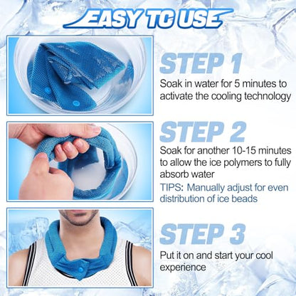 3 Pcs Cooling Neck Wraps - Cooling Towels with Ice Polymer, Soft Breathable Neck Coolers for Summer Heat Sports Gym Workout Men Women Gifts