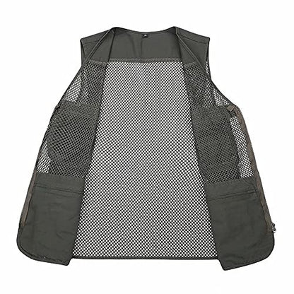 Unisex Mesh Breathable Fishing Vest, Multi-Pockets Photography Travel Hiking Waistcoat Jacket for Adults and Youth