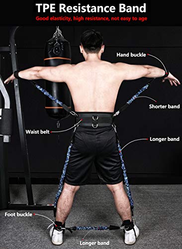 Boxing Resistance Bands Set for Speed and Agility, Workout Band Ankle Exercise Bands Legs Ankle Straps for Resistance Training Enhance Explosive Power - color: Black-200lbs