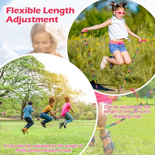 Coolrunner 16 FT Long Jump Rope(1 PACK), Double Dutch Jump Ropes, Soft Beaded Skipping for Kids Adults, Plastic Segmented Long Enough for 4-5 Jumpers - color: Pink