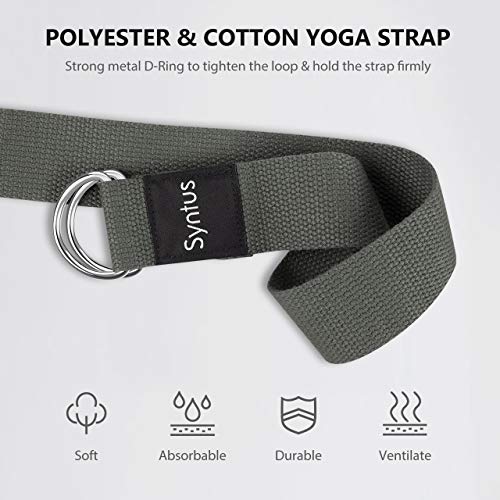 Syntus Yoga Block and Yoga Strap Set, Soft Non-Slip Yoga Blocks 9×6×4 inches, 8FT Metal D-Ring Strap for Yoga, General Fitness, Pilates, Stretching and Toning - color: Grey
