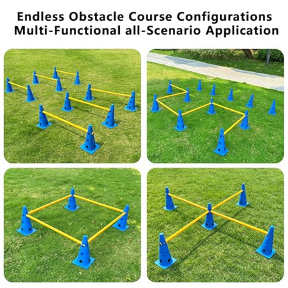 12 Dog Agility Hurdle Cones 3 Heights for Dog Training (Blue) - color: SLV-Hurdle Cone 12