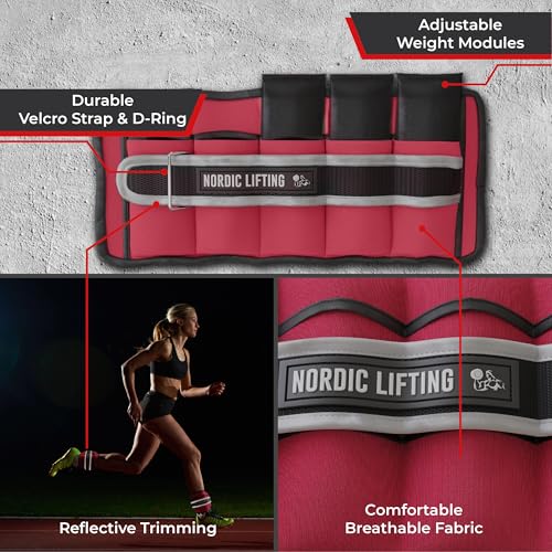 Adjustable Ankle Weights for Women & Men – 1 Pair (2–10 lbs) Wrist, Arm & Leg Weights for Gym, Yoga & Home Workouts – Secure Fit Strap Design – Durable Fitness Training Equipment - color: Cherry Red