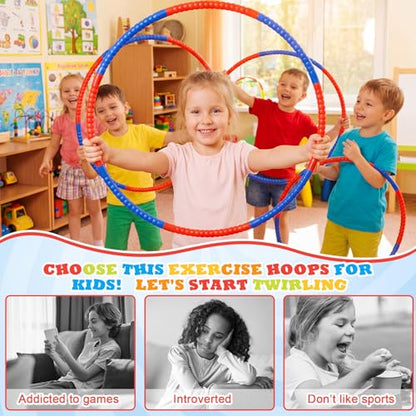 Toy Hoop Detachable Plastic Hoops Exercise Equipment Toy Adjustable Rings for Sports Party Game Dance Pet Training - color: Red,Blue