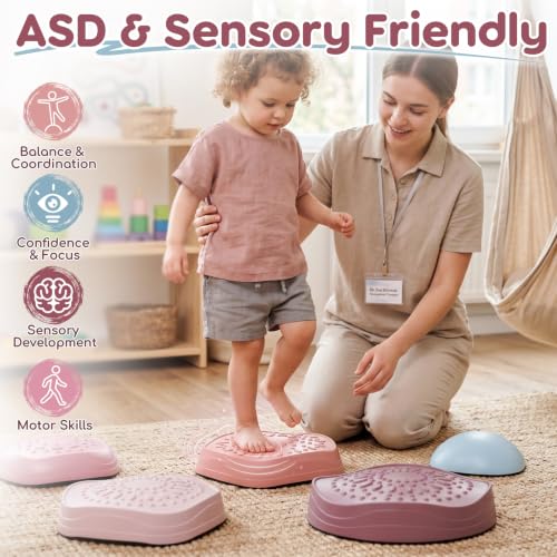 Lehoo Castle Stepping Stones for Kids, Toddler Girl Sensory Outdoor Toys - color: Pink