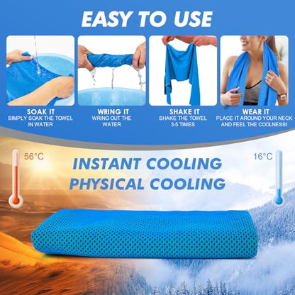 Cooling Towels for Neck and Face - 6 Pack 47x12 Inch Ice Cold Microfiber Towels, Soft & Breathable Cooling Towel for Hot Weather, Sports, Yoga, Workout, Running, Golf, Camping