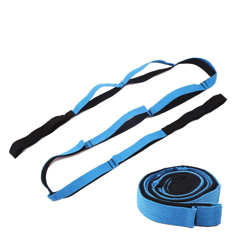 Yoga Stretch Strap with 10 Loops – Non-Elastic Strap for Flexibility, Physical Therapy, Pilates, and Home Workout (Blue)