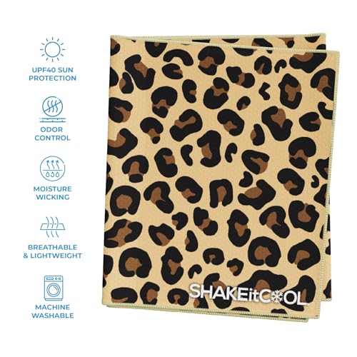 Extended Size Cooling Towel – Be Cool in Style - Heat Relief, Soft, Lightweight, Sun Protection, Easy Clean - Perfect for Biking, Hiking, Running, Yoga, Golf, Gardening - Cheetah Print M - color: Cheetah Print