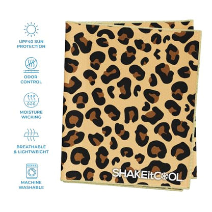 Extended Size Cooling Towel – Be Cool in Style - Heat Relief, Soft, Lightweight, Sun Protection, Easy Clean - Perfect for Biking, Hiking, Running, Yoga, Golf, Gardening - Cheetah Print M - color: Cheetah Print