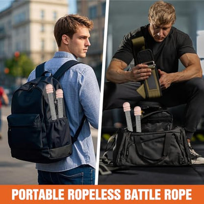Weighted Cordless Training Ropes, Portable Workout Ropes for Home Gym, HIIT, Strength, Cardio Training with Wrist Wraps & Carry Bag for Men & Women