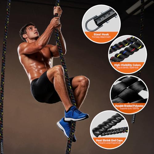 Climbing Rope Gym Workout - 1.5inch Diameter with 10FT 15FT 20FT 30FT 40FT Gym Climb Rope Heavy Duty Workout Exercise Ropes for Adults Indoor Outdoor Strength Training - style: 1.5 Inch-20ft