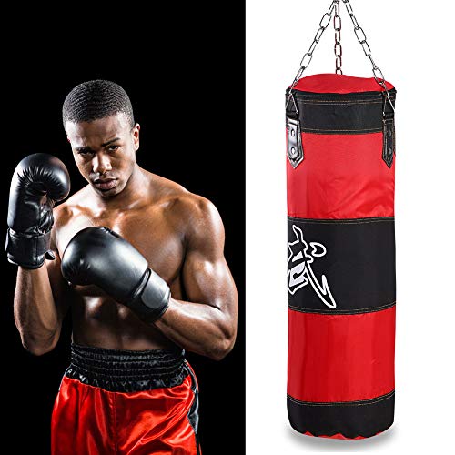 Bnineteenteam Heavy Punching Bag,Training Boxing Bag with Chain for Adults Men Women(Empty) - color: Red, size: 80cm