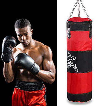 Bnineteenteam Heavy Punching Bag,Training Boxing Bag with Chain for Adults Men Women(Empty) - color: Red, size: 80cm