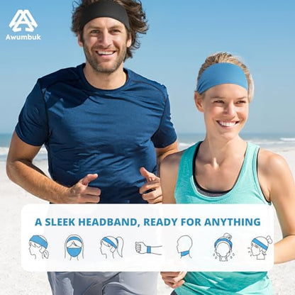 Cooling Headbands for Women, Non-Slip Sweatbands for Women, 4-Pack Elastic Sports Head Bands for Running, Yoga, Gym Workouts, Football