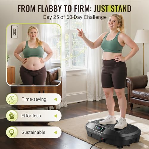 FLYBIRD Vibration Plate Exercise Machine for Lymphatic Drainage, Adjustable Levels Full Body Workout, Curved Vibration Plate with Powerful Motor for Weight Loss Fat Burner, Home Fitness Equipment