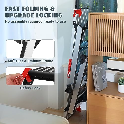 Work Platform Two Step Ladder,50"×12"×27"Aluminum Platform Non-Slip 330 lbs - size: Two Step-50"×12"×27"