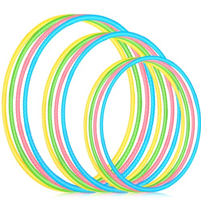 Syhood 12 Pcs Hoops for Kids Plastic, Green, Pink, Yellow, Blue - color: Green, Pink, Yellow, Blue