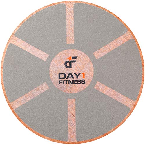 Day 1 Fitness Balance Board, 15.4” – GRAY - 360° Rotation, for Balance, Coordination, Posture - Large, Wooden Wobble Boards with 15° Tilting Angle for Workouts - Premium Core Trainer Equipment