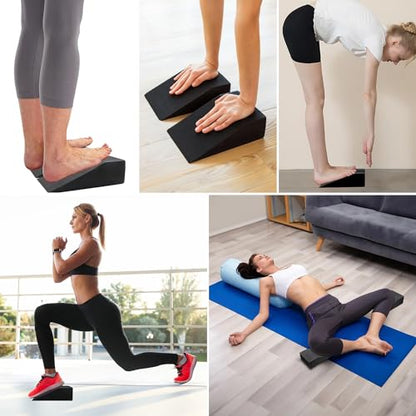 2 Pack Squat Wedge Blocks, Foot and Wrist Yoga Wedges - color: Black