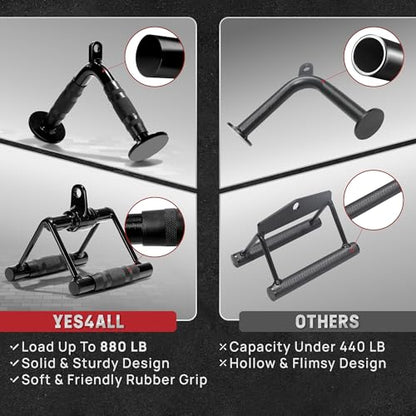 Yes4All Cable Machine Attachment, Row Handles, Tricep Rope, Straight Bar, V Bar, LAT Pulldown Accessories Load 880 LB for Home Gym - color: I.(Black) Cable Attachments Full Accessories Set