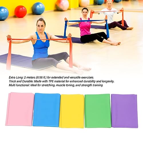 Sempoda 5PCS Resistance Band,Mobility and Powerlifting Exercise Bands,Thickened 2m Length 36lb High Strength Stretch Band for Men Women Workout Training Fitness