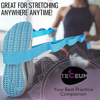 Stretching Strap with 10 Loops – Non-Elastic Yoga Strap for Physical Therapy – Stretch Band for Hamstring, Leg, Hip & Knee Rehab – Pilates, Flexibility & Mobility Exercise for Men & Women