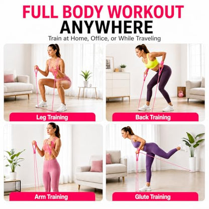 Resistance Bands Set with Handles - 5 Level Tubes (15-35 LBS), 12-Piece Home Gym Kit with Door Anchor, Ankle Straps & Massage Ball for Full Body Workout”