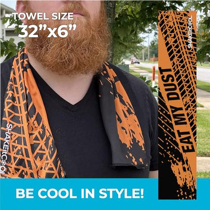 Original Cooling Towel – Be Cool in Style - Heat Relief, Soft, Lightweight, Sun Protection, Easy Clean - Perfect for Biking, Running, Yoga, Gym, Gardening - Eat My Dust - color: Eat My Dirt
