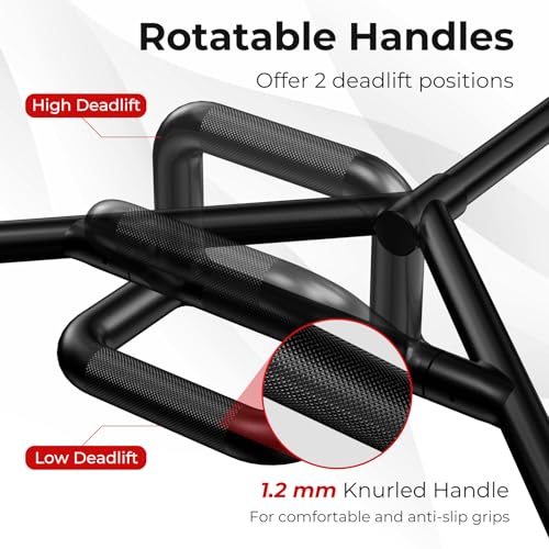 GYMAX Olympic Folding Trap Bar - 56" Chrome Hex Weight Lifting Bar for Squats, Deadlifts, Shrugs & Power Pulls - 800Lbs Capacity - color: Black, 1" Sleeve