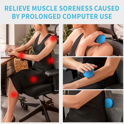 2.3" Mini Vibrating Massage Ball, 10-Speed Vibrating Foam Roller, Lacrosse Ball Massage Ball Therapy for Relieving Muscle Tension & Soreness, Vibrating Massage Roller for Plantar Fasciitis(Blue)