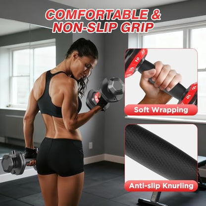 Adjustable Dumbbells Set, All in One Free Weights Dumbbells Set, 25/55/52.5lbs Weights Set with Anti-Slip Handle, 1 Sec Adjust Exercise & Fitness Equipment for Home Gym Strength Training