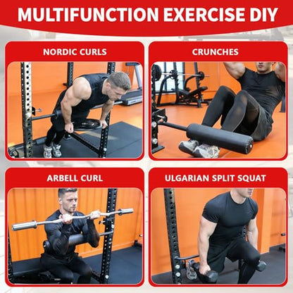 Nordic Leg Roller for Rack Mounted,Bulgarian Split Squat Accessories,Nordic Hamstring Curl Attachment,Home Gym Equipment for uprights ranging from 2" to 4" wide - size: 0.7″-18mm Hole
