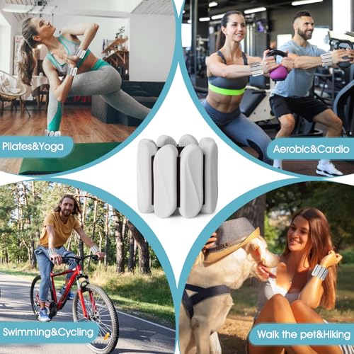 Wrist Weights, 2Pack Wrist Ankle Weights for Women & Men, 2lb Adjustable Silicone Arm and Leg Weighted Bangles(1LBs Each), Fits for Yoga, Pilates, Home Gym, Jogging, Cardio, Strength Training - color: Grey